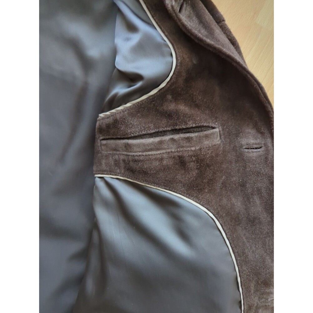 Banana Republic Sz XL Men's Vintage Brown Suede Leather Jacket Shacket Lined EUC - Picture 9 of 15